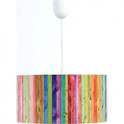 BPS Koncept Suspensions Enfant Suspension Enfant Abat-jour Tissu Multicolore Et Blanc ø 40 -Luminaires enfant Soldes suspension enfant abat jour tissu multicolore et blanc oe 40 25