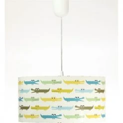 BPS Koncept Suspensions Enfant Suspension Enfant Abat-jour Tissu Multicolore Et Blanc ø 40 -Luminaires enfant Soldes suspension enfant abat jour tissu multicolore et blanc oe 40 38