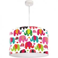 BPS Koncept Suspensions Enfant Suspension Enfant Abat-jour Tissu Multicolore Et Blanc ø 50