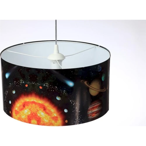 BPS Koncept Suspensions Enfant Suspension Enfant Abat-jour Tissu Noir Et Blanc Et Multicolore ø 50 3 BPS Koncept Suspensions Enfant Suspension Enfant Abat-jour Tissu Noir Et Blanc Et Multicolore ø 50 – Image 3