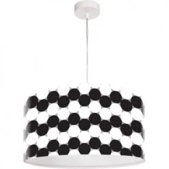 BPS Koncept Suspensions Enfant Suspension Enfant Abat-jour Tissu Noir Et Blanc ø 50 -Luminaires enfant Soldes suspension enfant abat jour tissu noir et blanc oe 50 12