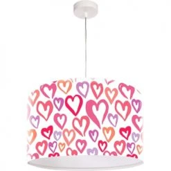 BPS Koncept Suspensions Enfant Suspension Enfant Abat-jour Tissu Rose Et Blanc Et Violet ø 30