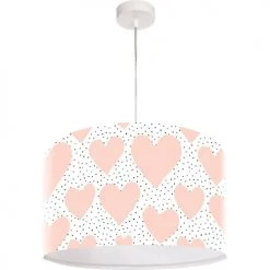 BPS Koncept Suspensions Enfant Suspension Enfant Abat-jour Tissu Rose Et Blanc ø 30
