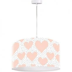 BPS Koncept Suspensions Enfant Suspension Enfant Abat-jour Tissu Rose Et Blanc ø 30 -Luminaires enfant Soldes suspension enfant abat jour tissu rose et blanc oe 30 17