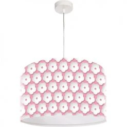BPS Koncept Suspensions Enfant Suspension Enfant Abat-jour Tissu Rose Et Blanc ø 30