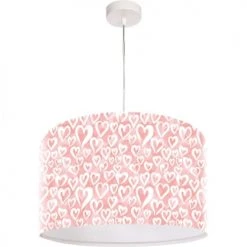 BPS Koncept Suspensions Enfant Suspension Enfant Abat-jour Tissu Rose Et Blanc ø 40