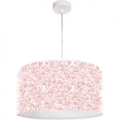 BPS Koncept Suspensions Enfant Suspension Enfant Abat-jour Tissu Rose Et Blanc ø 40 -Luminaires enfant Soldes suspension enfant abat jour tissu rose et blanc oe 40 6