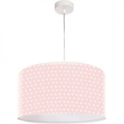 BPS Koncept Suspensions Enfant Suspension Enfant Abat-jour Tissu Rose Et Blanc ø 50 -Luminaires enfant Soldes suspension enfant abat jour tissu rose et blanc oe 50 13