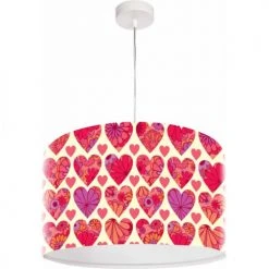 BPS Koncept Suspensions Enfant Suspension Enfant Abat-jour Tissu Rouge Et Blanc ø 50