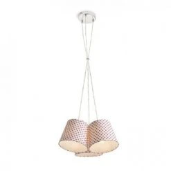 Rendl Light Studio Suspensions Enfant Suspension Triple Abat-jour Textile Blanc