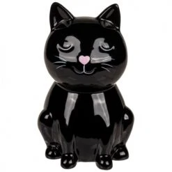 Out Of The Blue Objets Déco Enfant Tirelire Chat Coeur Noir 15cm