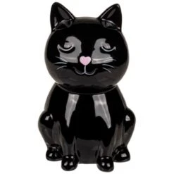 Out Of The Blue Objets Déco Enfant Tirelire Chat Coeur Noir 15cm -Luminaires enfant Soldes tirelire chat coeur noir 15cm 3